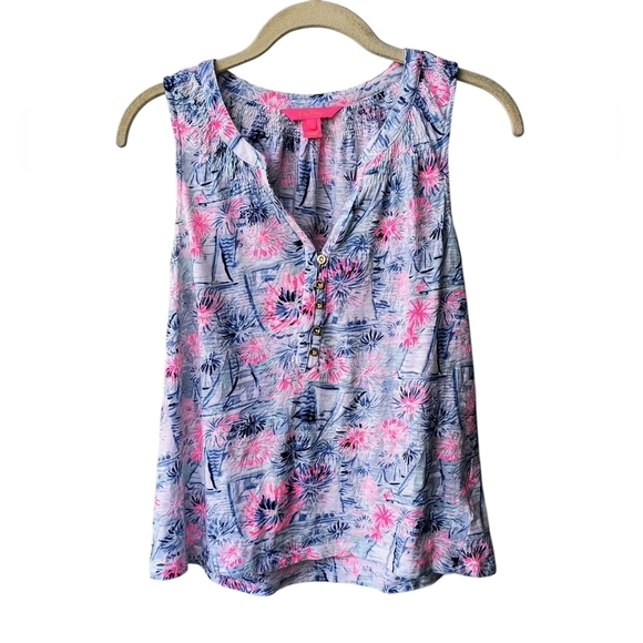Lilly Pulitzer Essie Sea to Shining Sea Sleeveless Popover Blouse, S - Picture 1 of 8